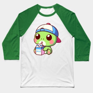 Cute Frog Drinking Milk Kawaii Anime Toad Baseball T-Shirt